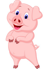 Obraz na płótnie Canvas Cute pig cartoon posing