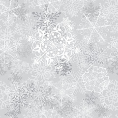 Christmas seamless pattern with snowflakes on gray