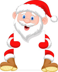 Santa Clause cartoon holding blank sign