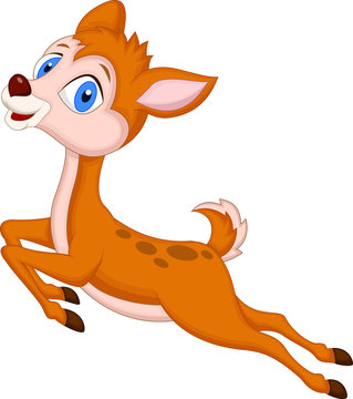 recommend clip art: Cute baby deer cartoon jumping