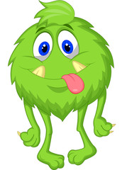 Fototapeta premium Hairy green monster cartoon