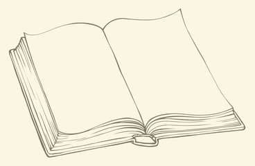 Vector linear drawing. Open book