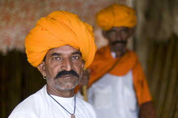 yellow turban, traditional costume, Rajasthan, rural India