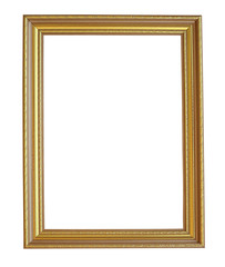 Antique golden frame isolated on white background