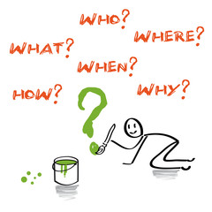 questions, what, who, where, when, how, why english