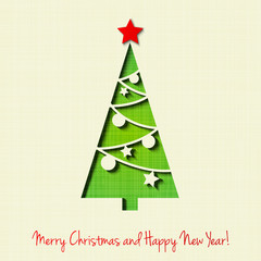 Vector Merry Christmas Paper greeting card