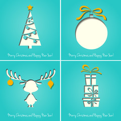 Vector Merry Christmas Paper greeting card
