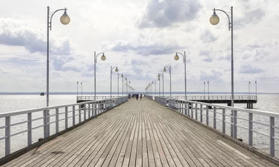 Gordijnen Jurata pier on the Hel peninsula, Baltic sea, Poland © stepmar