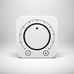 White Abstract Icon with Volume Knob Button