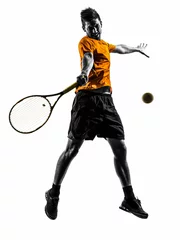 Deurstickers man tennis player silhouette © snaptitude