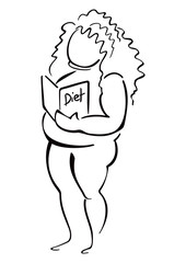 Woman reading about diet