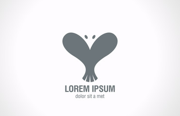 Logo Bird abstract Heart shape. Creative love design
