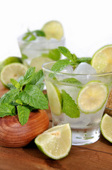 glass of mojito cocktail with mint