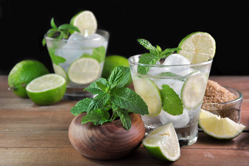 glass of mojito cocktail with mint