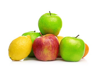 Composition with fruits isolated on a white