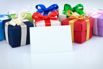Greeting card with gift boxes