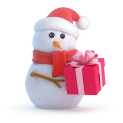 Santa Snowman has a gift
