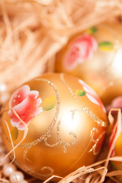 new year  background with boll and strow in gold