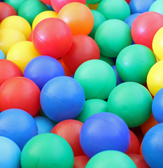 closeup of brilliant colored plastic balls
