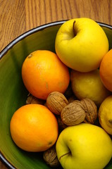 Winter european fruits in a bowl