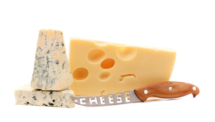Close up of brie cheese and knife.
