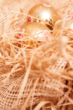 new year  background with boll and strow in gold