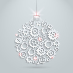 Vector gears christmas ball