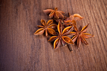 star anise on a wooden background