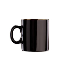 Black glance ceramic coffee cup isolated on white