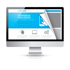 Modern responsive web design coding concept in computer vector