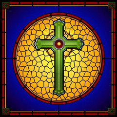 Obrazy na Szkle  witraże chrześcijański krzyż kwadratowy panel