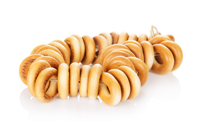 Tasty bagels on rope