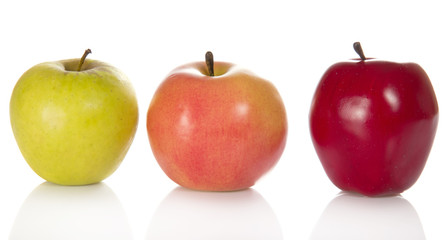 Three different color apples