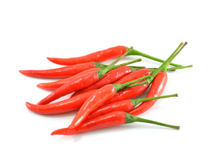 Hot red chili or chilli pepper isolated on white background.