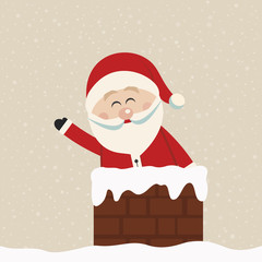 santa wave in chimney snow background