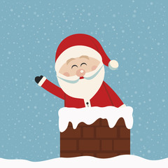 santa wave in chimney snow background