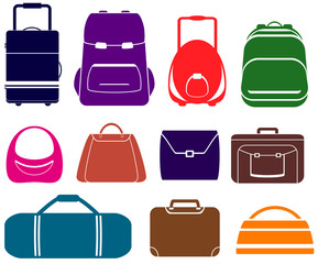 colorful vector set with isolated bag icons