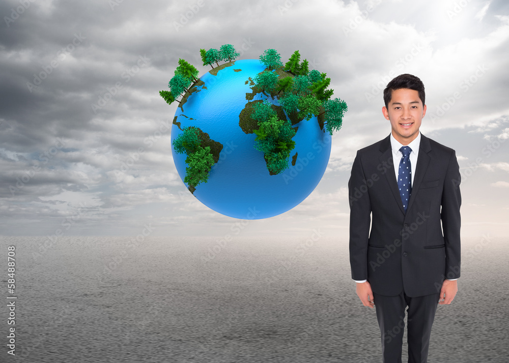 Aufkleber composite image of happy businessman looking at camera