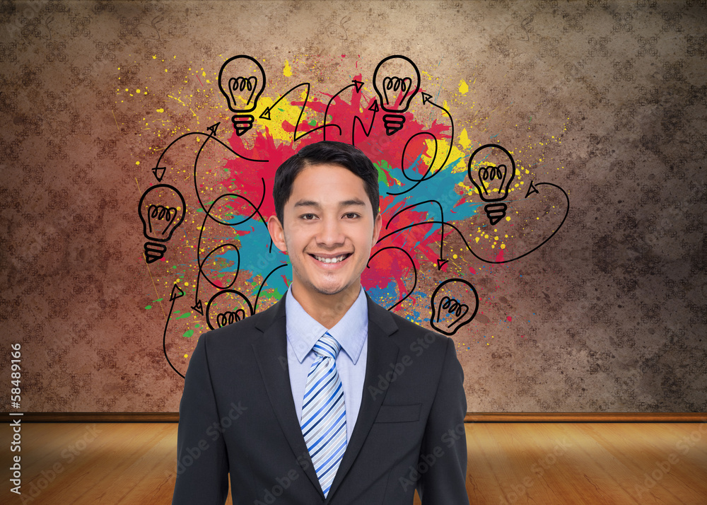 Poster composite image of smiling asian businessman