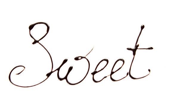 Sweet inscription from melted chocolate