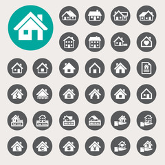 Houses icons set. Real estate.