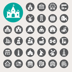 Buildings icon set