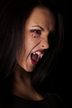 woman vampire fierce look