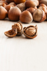 Hazelnuts close up