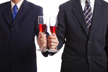 Businessman holding wine