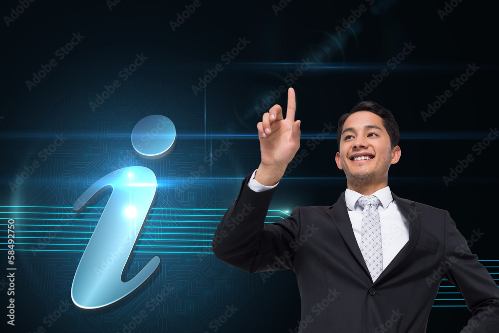Aufkleber composite image of smiling asian businessman pointing