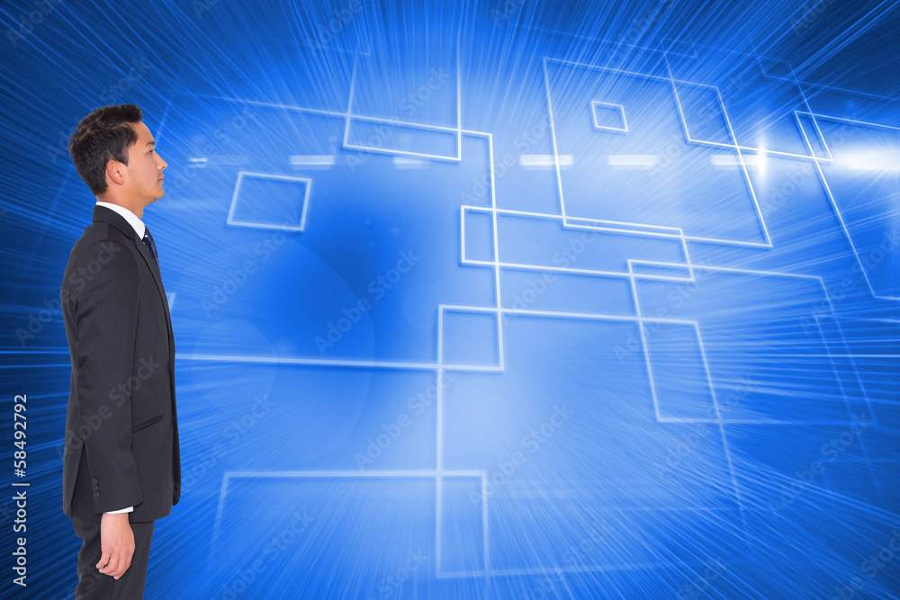 Aufkleber composite image of unsmiling businessman looking away