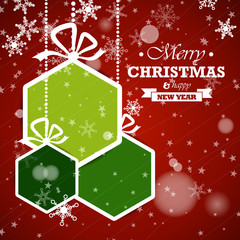 green hexagonal christmas balls