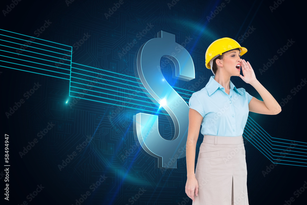 Aufkleber composite image of attractive architect yelling