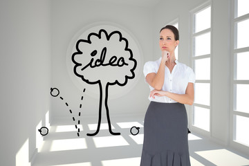 Composite image of pensive elegant businesswoman posing